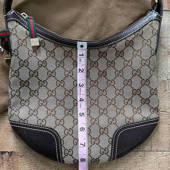 Gucci Princy Hobo Purse Brown Leather Trim with Dust Bag AUTHENTIC - Picture 10 of 11
